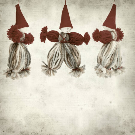 textured old paper background with clown decorationの写真素材