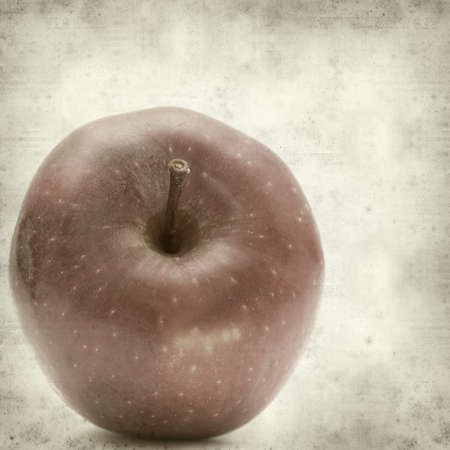 textured old paper background with red appleの写真素材