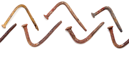 seamless repeatable border of forged nailsの写真素材