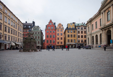 Stockholm, facades of old town, main squareのeditorial素材