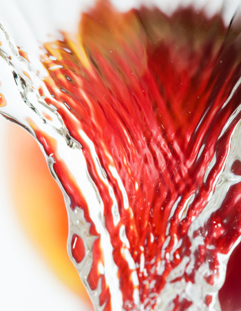 washing apple - red apple being washed under a jet of water, frozen motionの写真素材