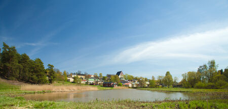 Porvoo old town seen from Linnamakiの写真素材