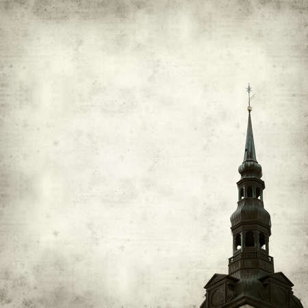 textured old paper background with Tallin rooftopsの写真素材