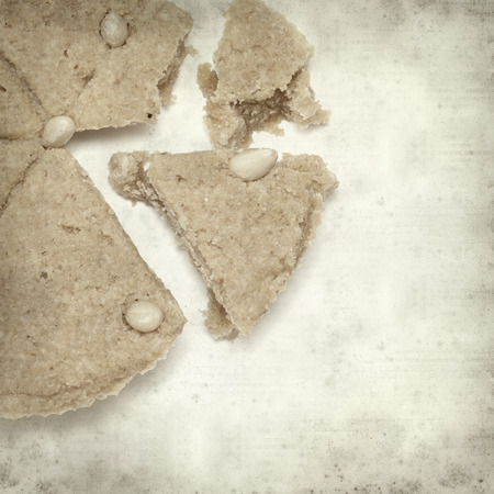 textured old paper background with soft marzipan cake