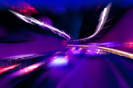car in the tunnel movement abstractの写真素材
