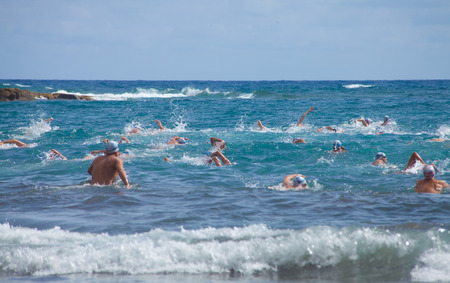 13 September 2014, Gran Canaria, sea swim Playa La Laja - San Cristobalのeditorial素材