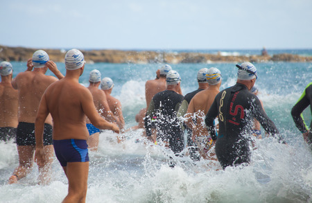 13 September 2014, Gran Canaria, sea swim Playa La Laja - San Cristobalのeditorial素材