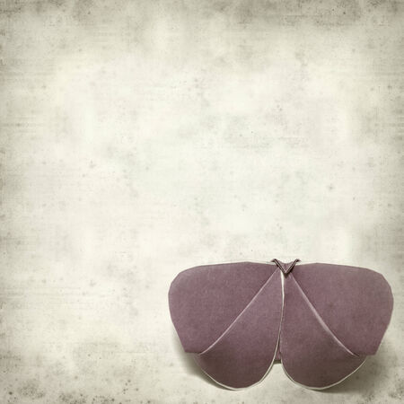 textured old paper background with kirigami butterflyの写真素材