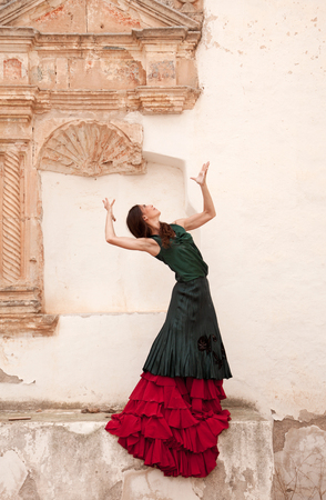 flamenco dancer in the ruins of a church in Fuerteventuraの写真素材