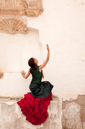 flamenco dancer in the ruins of a church in Fuerteventuraの写真素材