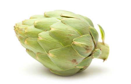 fresh globe artichoke isolated on white backgroundの写真素材