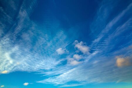 Cirrocumulus clouds natural background, evening light, horizontal