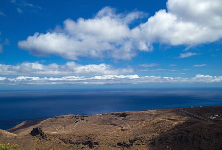La Gomera, Canary islands, view towards south coast, road with hairpin bendsの写真素材