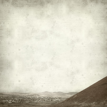 textured old paper background with Fuerteventura landscape around Lajaresの写真素材