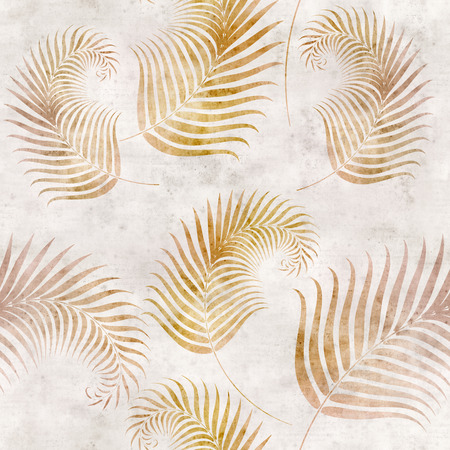 seamless background with fern leaf pattern on old paperの写真素材