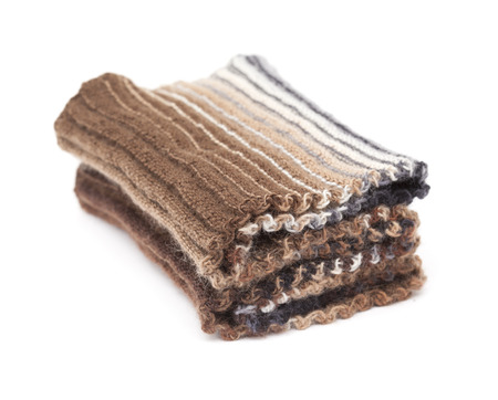 two-sided ribbed knitted scarf, gradual color change, isolatedの写真素材