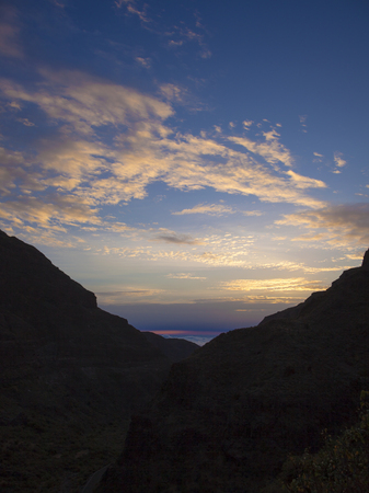 Gran Canaria,  Guayadeque ravine, sunriseの写真素材