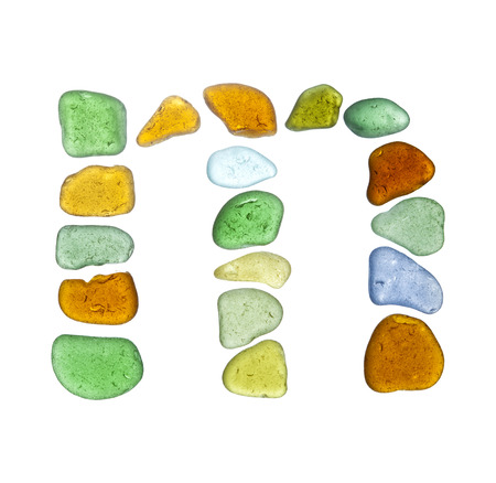 sea glass letters isolated on white backgroundの写真素材