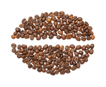coffee bean symbol made of medium-roast coffee bean on white