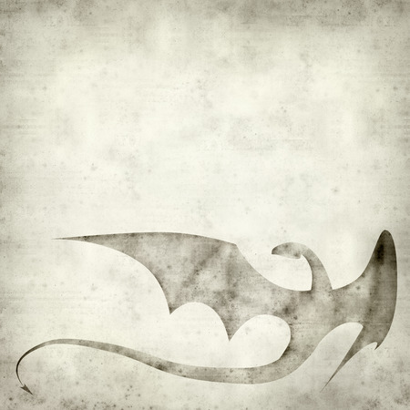 textured old paper background with dragon ilustrationの写真素材