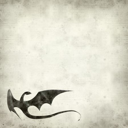 textured old paper background with dragon ilustrationの写真素材