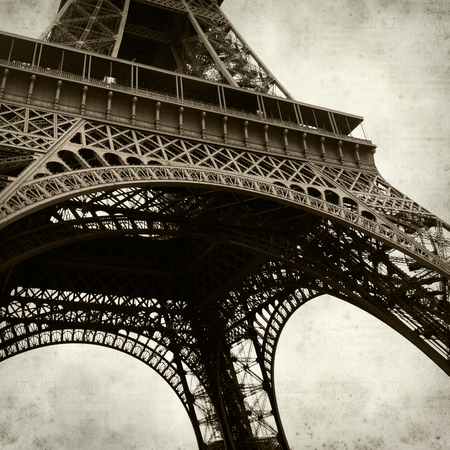 textured old paper background with the Eiffel Tower, Paris, Franceの写真素材