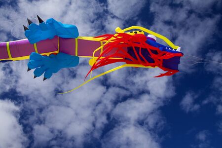 FUERTEVENTURA, SPAIN - NOVEMBER 10: Visitors enjoy beautiful display of flying kites of  at 31th International Kite Festival, November 10, 2018 in Nature park Dunes of Corralejo, Fuerteventura, Spainのeditorial素材