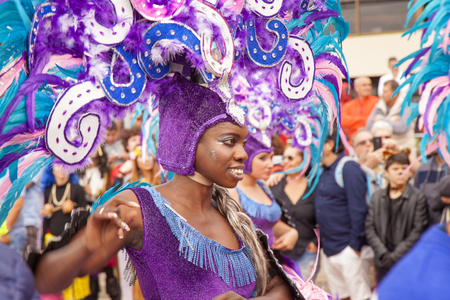 LAS PALMAS DE GRAN CANARIA, SPAIN - March 02: Samba groups in colorful costumes take part in...