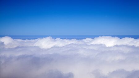 Gran Canaria, October, aerial view north, sea of clouds covering the islandの写真素材