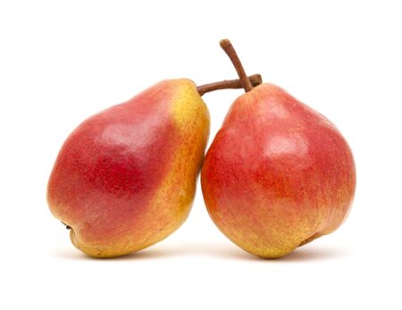 red and yellow pear isolated on white backgroundの写真素材