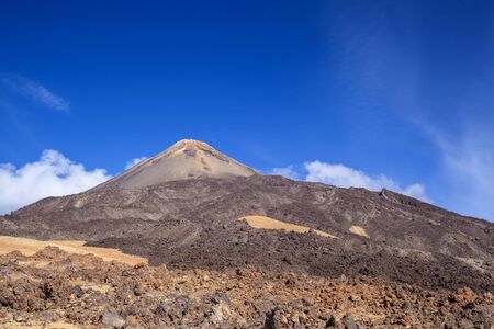 Tenerife, views along hiking trail  Regatones Negros, extreme difficuty path through malpaisの写真素材