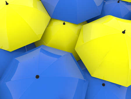 Umbrellas in the national colors of Ukraine