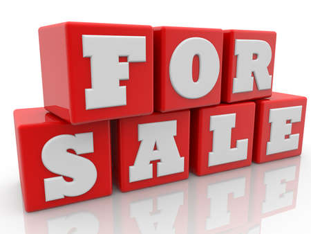 Sale concept on red toy blocksの写真素材