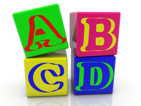ABCD concept on different colored toy blocks