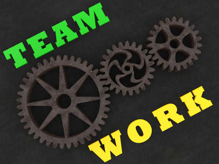 Rotating gears with team work conceptの写真素材