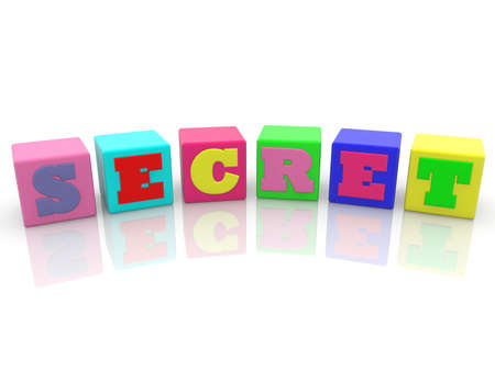 Secret concept on colorful cubes on white background
