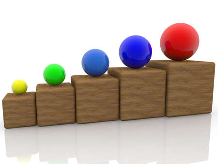 colorful bals on wood cubesの写真素材