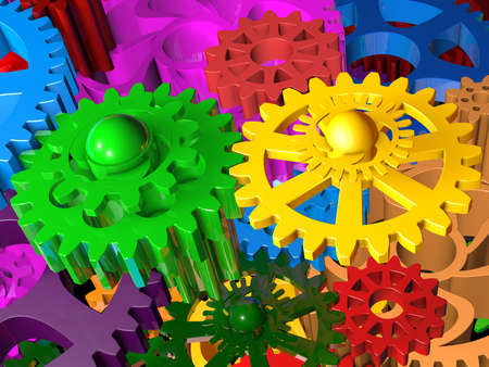 plastic gears of different colorsの写真素材