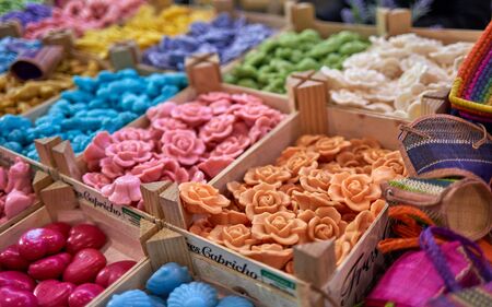 Colorful soap in boxesの写真素材