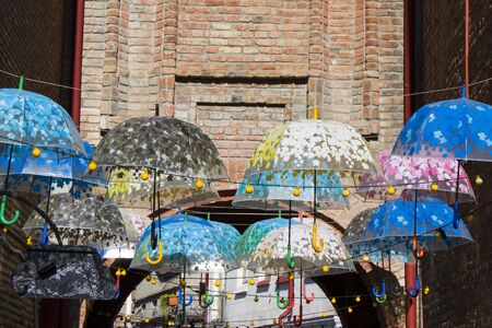 Colorful and multicolored umbrellas on the street of Tbilisi, Georgia.の写真素材
