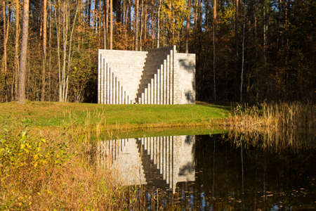VILNIUS, LITHUANIA - OCTOBER 24, 2017: Open-air museum located Vilnius, Lithuania. international modern art place. Monuments and abstract art. Modern art in the open-air.のeditorial素材