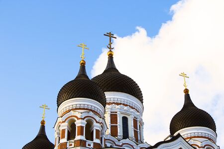 Building in the old town, famous landmarks in Tallinn, Estoniaの写真素材