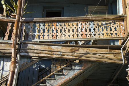 Old town in city center buildings exterior, architecture in Tbilisi, Georgiaの写真素材