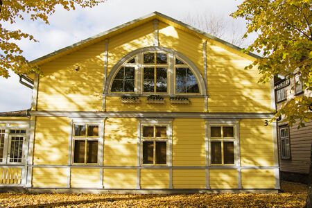 Parnu is a resort city in southwestern Estonia, overlooking Parnu Bay. Old village houses and street.の写真素材