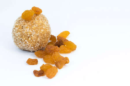 Energy ball with nuts and natural ingredient on the white background, ready to eat. Studio shoot.の写真素材