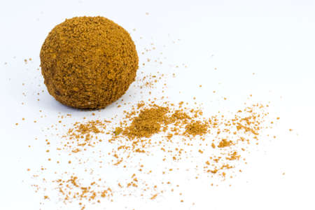 Energy ball with nuts and natural ingredient on the white background, ready to eat. Studio shoot.