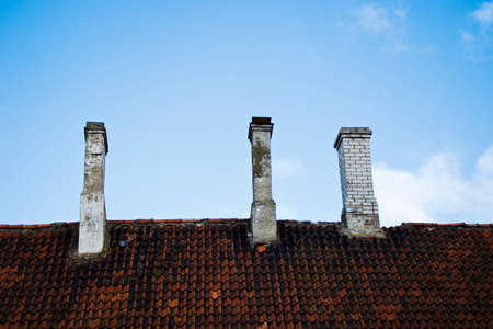 TALLINN, ESTONIA - OCTOBER 20, 2017: Buildings and architecture exterior view in old town of Tallinn, colorful old style houses roofs.のeditorial素材
