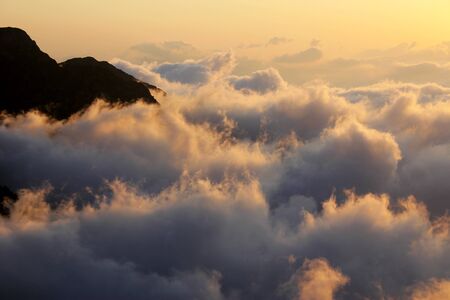 Mountain landscape and beautiful view in Georgia, Above the clouds , alpine zone