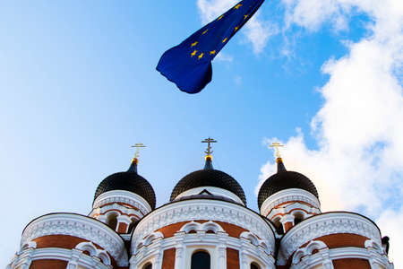 Building in the old town, famous landmarks in Tallinn, Estoniaのeditorial素材