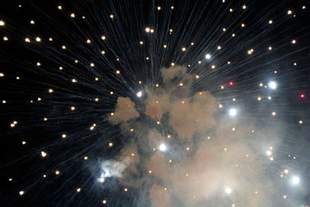 Firework on the night sky, event and celebration in Tbilisi, Georgia